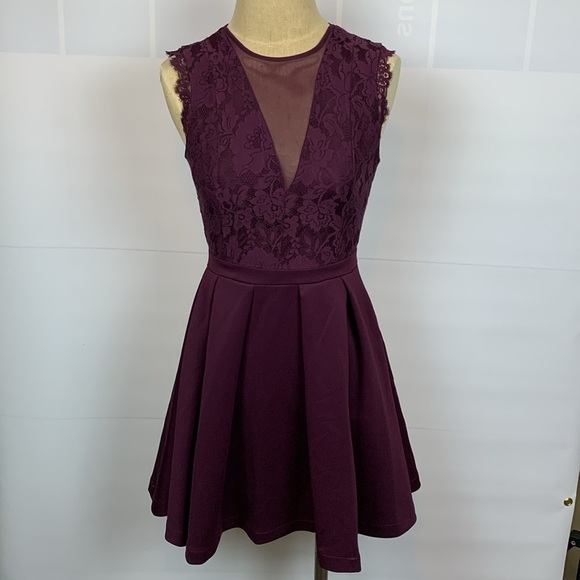 Streetwear Society Dresses & Skirts - Streetwear Society purple lace and sheer bodice sleeveless Dress, Small